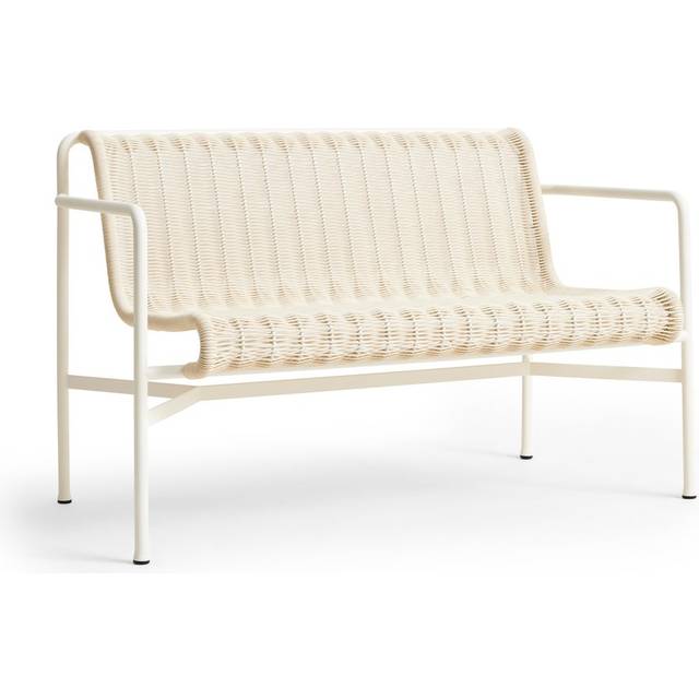 HAY - Palissade Cord Dining Bench - cremeweiß/pulverbeschichtet/Sitzfläche Polyester/BxHxT 128x80x70cm - cream white (80.0 x 128.0 x 70.0cm)