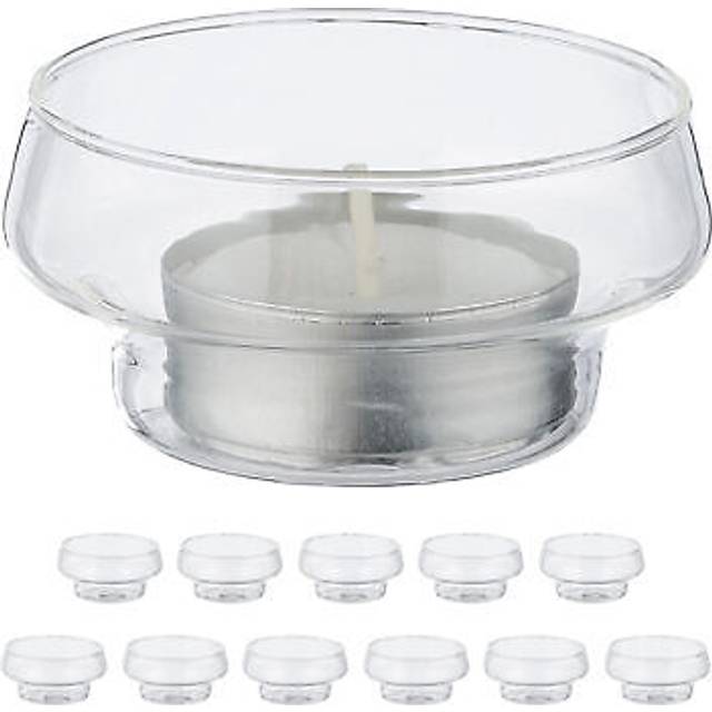 Relaxdays - Set of 12 Floating Tea Light Holder, Glass, Water Decoration, Wedding Candle, Pool & Pond, Candle, Transparent