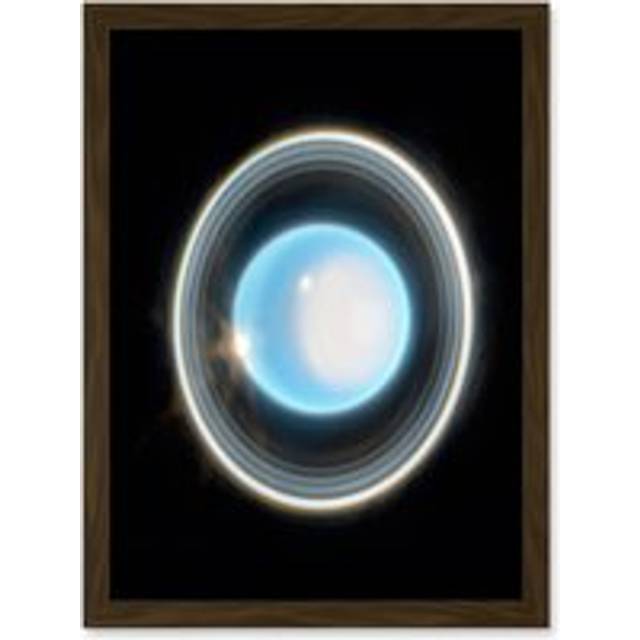 NASA James Webb Space Telescope Zoomed In Uranus Planet Rings NIRCam Artwork Framed Wall Art Print A4 - Brown - One Size
