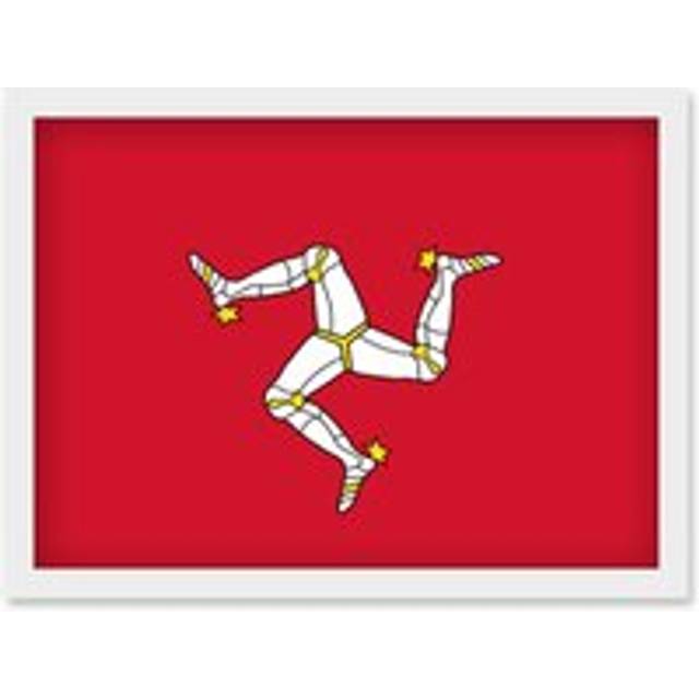Isle of Man National Flag Vexillology World Flags Country Region Poster Artwork Framed Wall Art Print A4 - White - One Size
