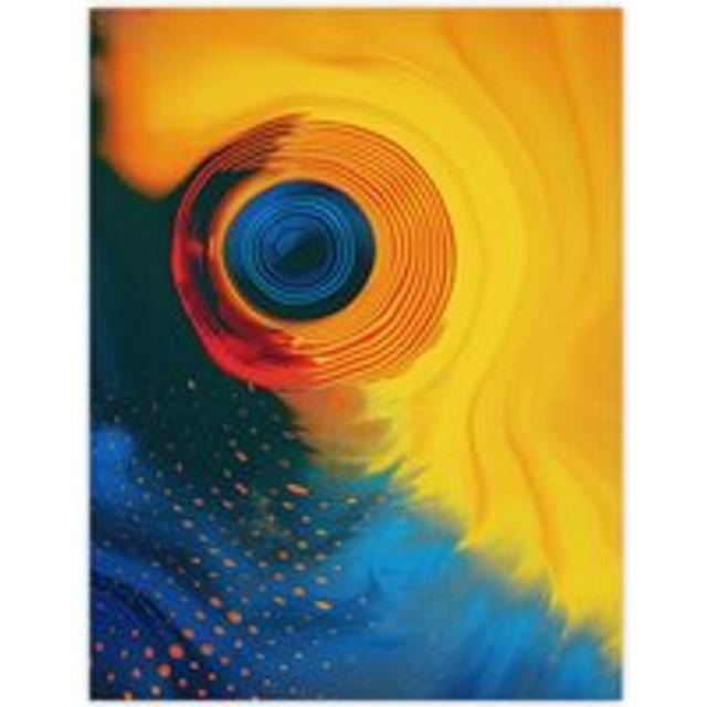 Wall Art Print Concentric Circles Yellow Orange Blue Abstract Poster - W24 inch x H32 inch