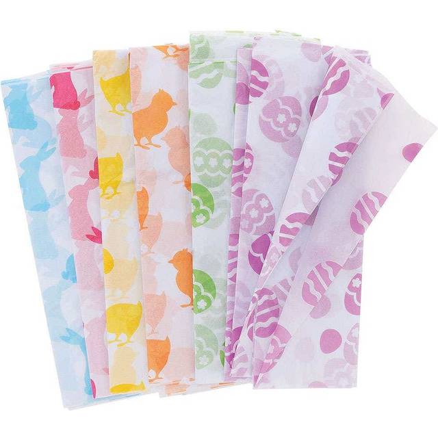 Easter Tissue Paper Value Pack (Pack of 30) 6 Assorted Colours & Designs, 5 Sheets Per Design, 50cm x 65cm - Blue/Green/Orange/Pink/Purple/Yellow