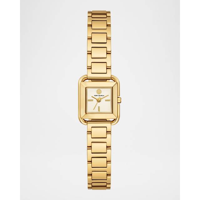 Tory Burch The Kira Square Mini Three Hand Gold Tone Stainless Steel Watch, 18mm x 18mm