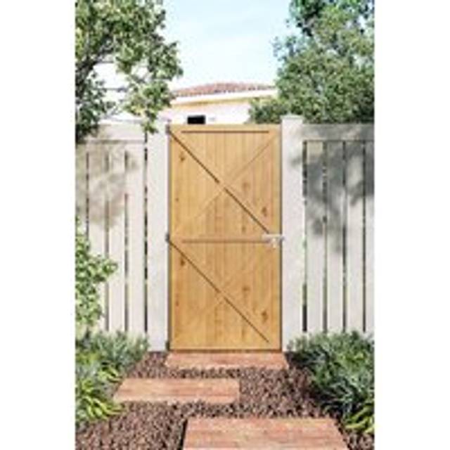 Garden Flat Top Pine Wood Gate Kit - Natural - One Size
