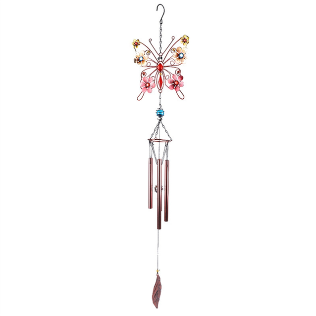 Metal Butterfly Wind Chime Tube Anti-Rust Home Iron Art Decorations