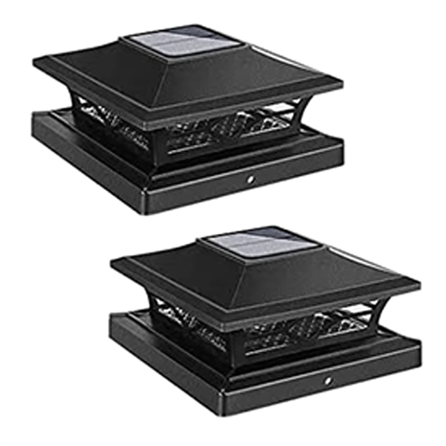 Solar Post Cap Lights Outdoor Deck Fence Light Garden Decor 2PCS