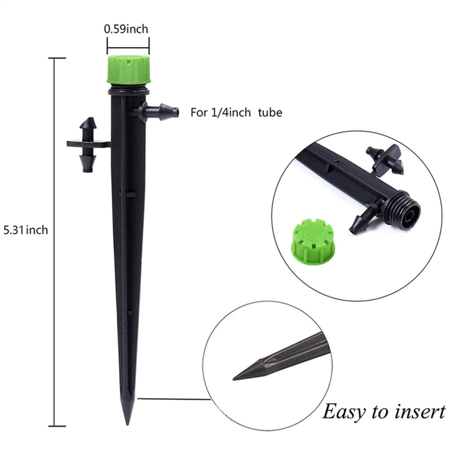 300 Pieces 360 Degree Adjustable Irrigation Drippers with Barbed Connector for 4/7 MM Tube, Water Flow System