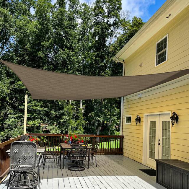 TANG Sunshades Depot Brown 7' x 15' Sun Shade Sail Permeable Canopy Co