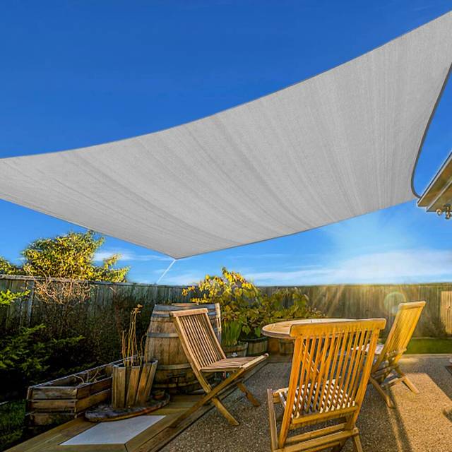 Artpuch 7x13 Sun Shade Sail Curved Commercial Outdoor Shade Cover Sliver Grey Rectangle Heavy Duty Permeable 185GSM Backyard S