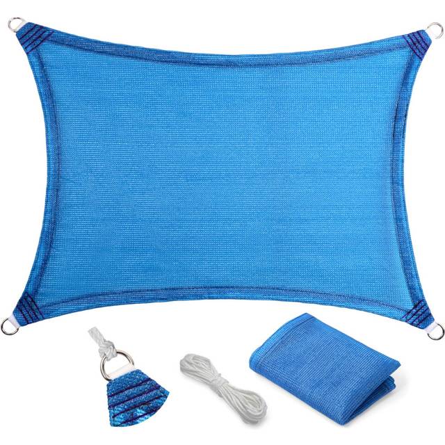 Edens Decor 6 x 10 Blue Sun Shade Sail Outdoor Canopy Rectangular Awning Fabric Cloth Screen for Patio Garden Backyard Pergol
