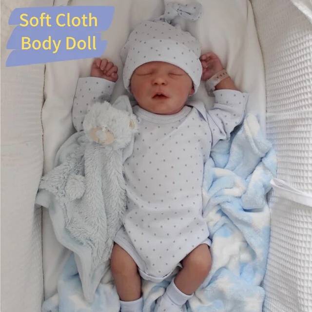 (Soft Cloth Body Doll) 43CM Reborn Baby Doll Silicone Vinyl Cloth Preemie Doll Already Finished 3D Painted Skin