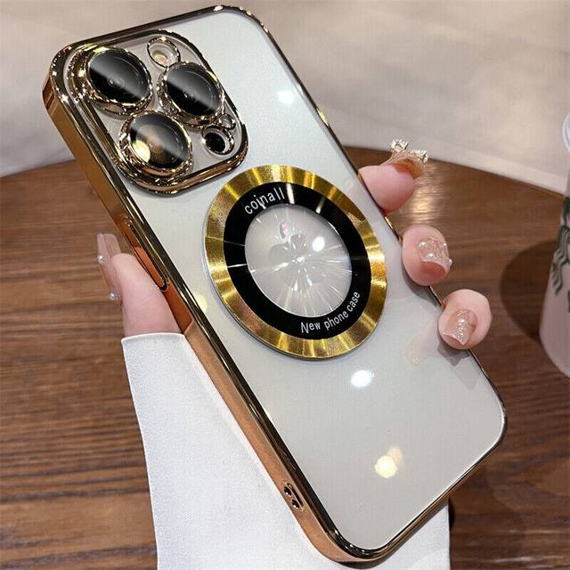 (Gold, For iPhone 15 Pro) Case For Apple iPhone 16 Pro Max 15 14 13 12 Shockproof Magnetic Silicone Cover