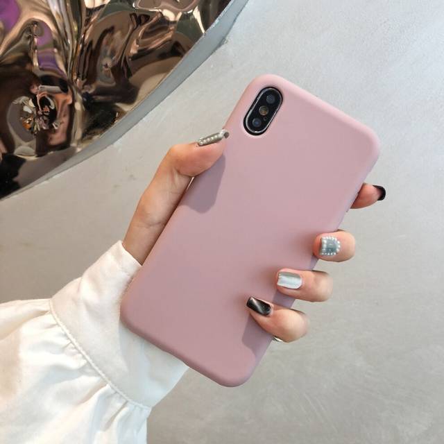 (pink, For iPhone 6 Plus/6s Plus) Silica Gel Plastic Color Cover Candy Phone For iPhone XS MAX XR X 7 8 Plus Case