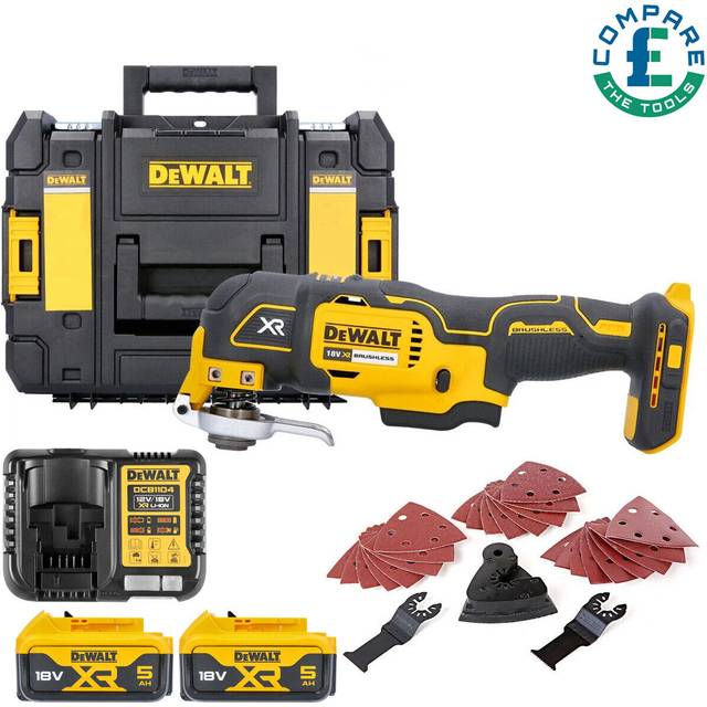 Dewalt dcs355n 18v multitool with acc. + 2 x 5.0ah batteries, charger & t-stack