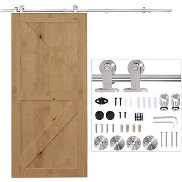 Homcom Modern Sliding Barn Door Closet Hardware Track Kit Track System Unit