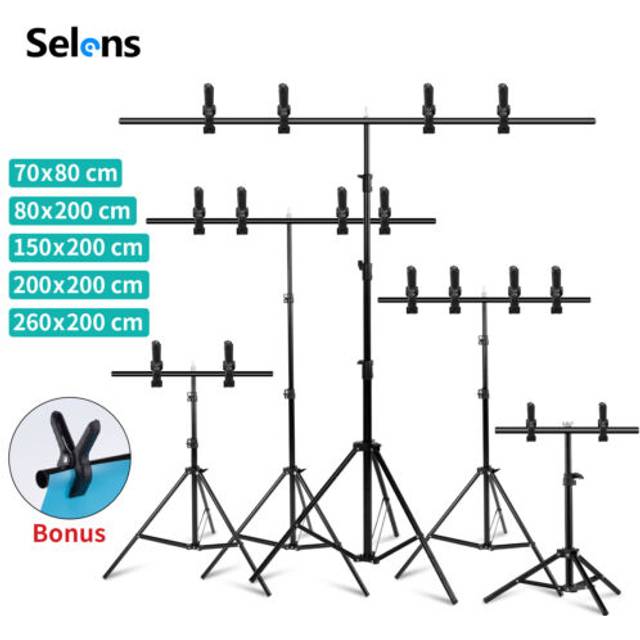 Selens backdrop stand t shape adjustable metal background photography clamp kit