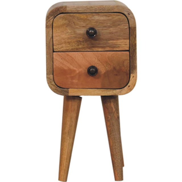 Artisan Furniture Solid Wood Extra Mini Curved Oak-Ish Bedside - One Size