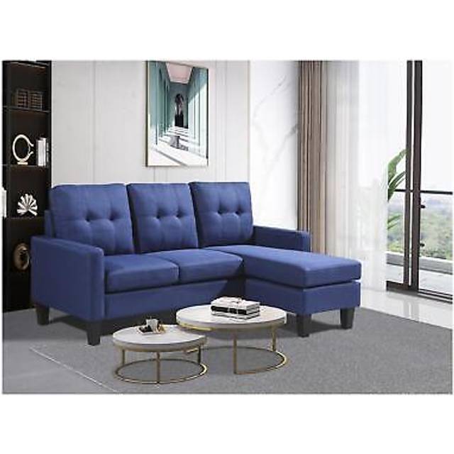 Kosy Koala 3 Seater Blue Ottoman L Shape Reversible Corner Sofa Set
