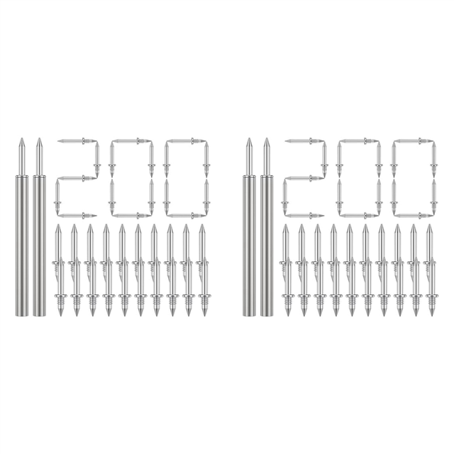 400 Pcs Double- Skirting Thread Seamless Nail,Rust-Proof No Trace Screws Set with 4 Rods, Nail
