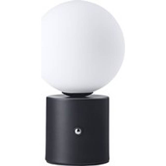 Matt Black Rechargeable Touch Dimmable Table Lamp with Opal Glass Globe Shade - One Size