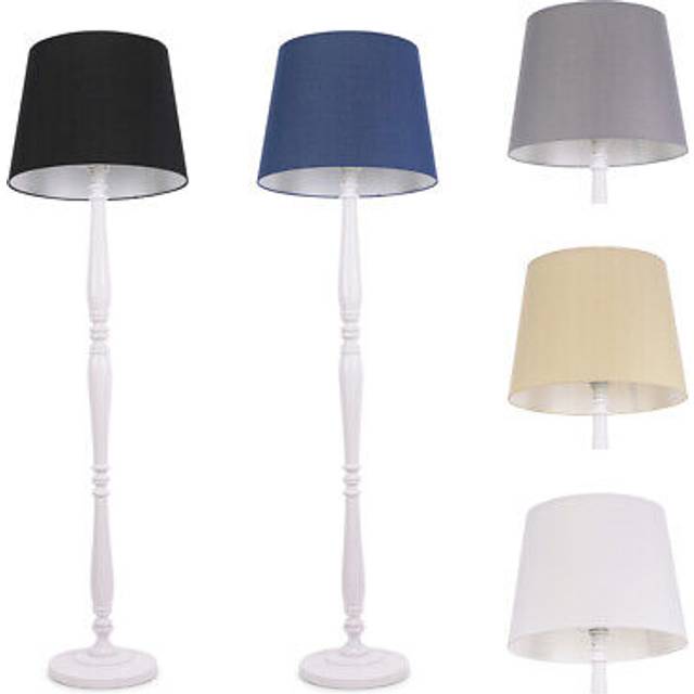 Valuelights - Victoria Traditional White Wood Candlestick Floor Lamp with White Tapered Shade