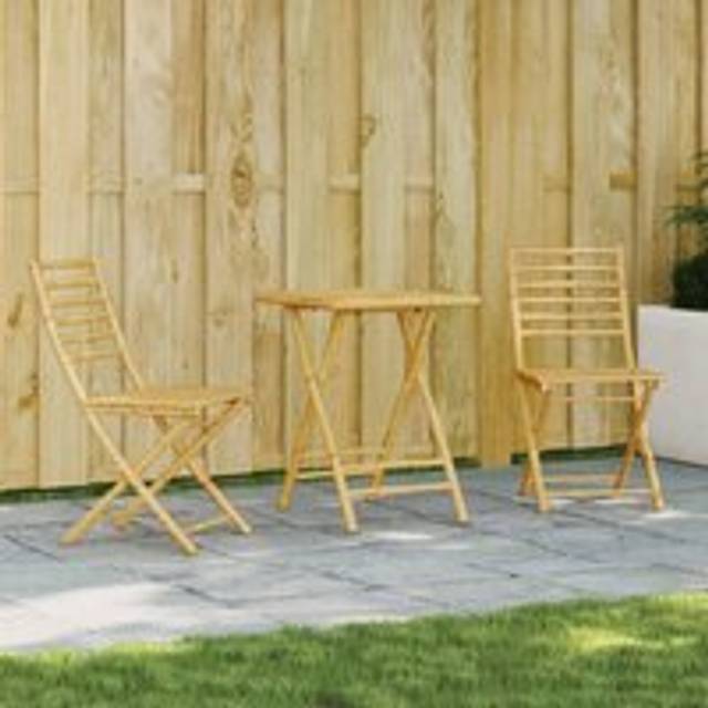 3 Piece Bistro Set Bamboo - Brown - One Size