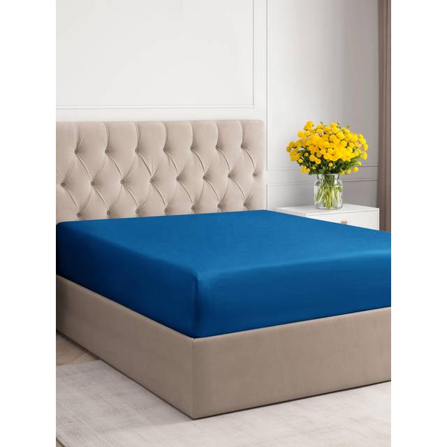 Cal King Size Fitted Bed Sheet - Hotel Luxury Single Fitted Sheet Only - Fits Mattress Up To 16 - Extra Soft  Wrinkle Free  Breathable Sheet - Bottom