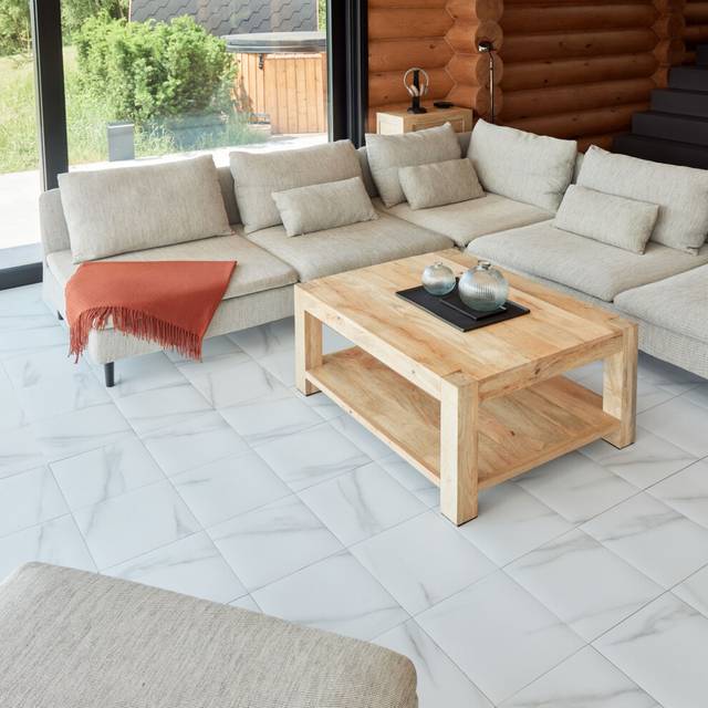 (White Marble, Pack of 30) Self Adhesive Vinyl Floor Tiles - Peel and Stick Floor Tiles, Durable Stick on Vinyl Flooring