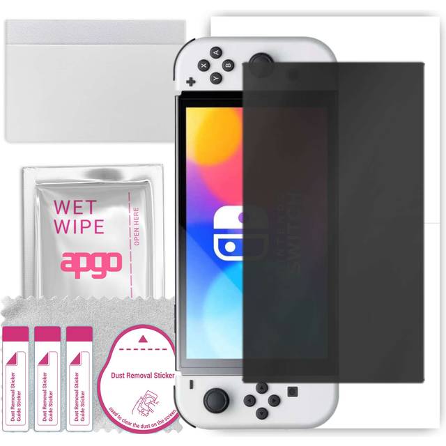apgo Hydrogel Privacy Matte Screen Protector for Nintendo Switch Oled, Anti Spy, Hydrogel Film, Flexible, Soft TPU with positioning layer easy install
