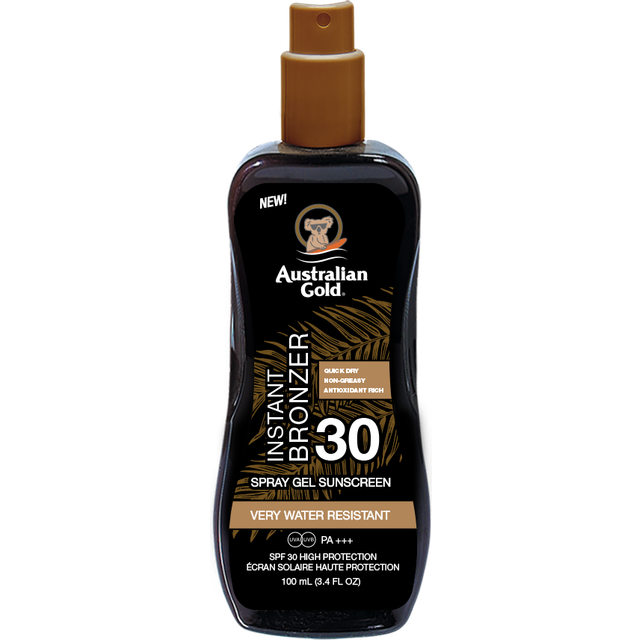 Australian Gold Instant Bronzer Sunscreen Spray Gel SPF30 - 100 ml