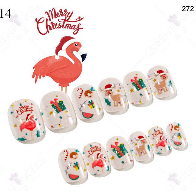 24Pcs/Box Girls Stick On False Fake Nails Kids Childrens Press On Pre Glued?