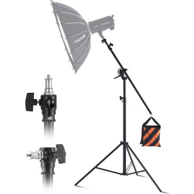 VEVOR Air Cushioned Aluminum Photography Light Stand with Boom Arm Adjustable