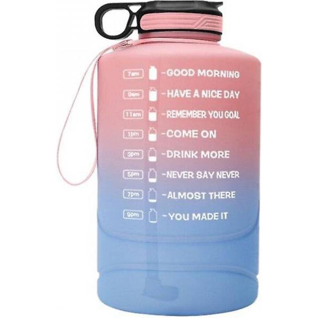 2.2l Gallon Water Bottle With Time Marker Straw, Motivational Water Jug Bpa Free Leakproof