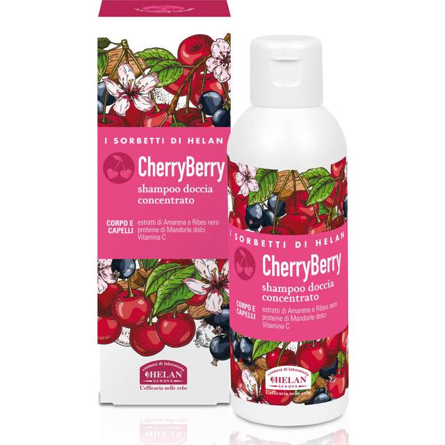 I Sorbetti CherryBerry - Gentle Shower Gel & Shampoo for Women and Men with Vitamin C, Sweet Almonds & Blackcurrant - Concentrated Hair & Body Wash