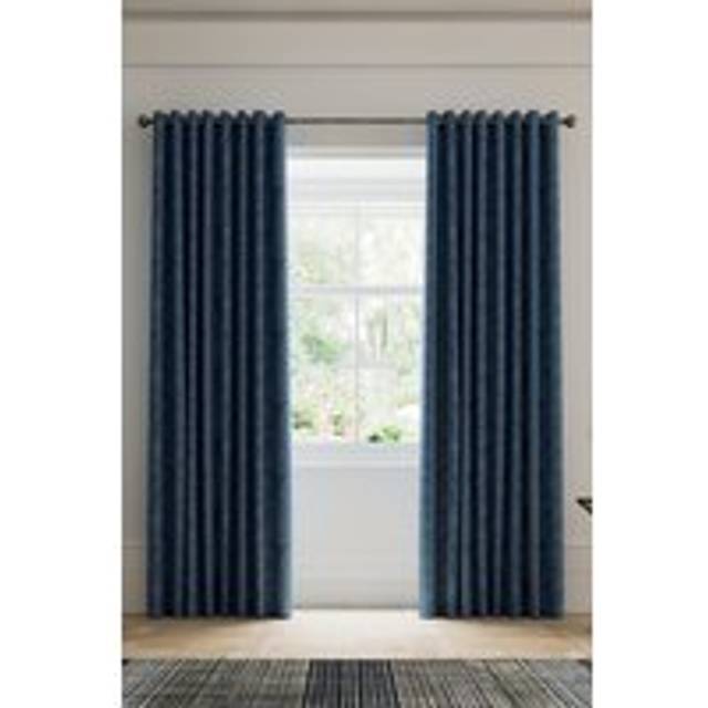 V&A Silk Road Paisley Lined Curtains 90" x 90", Blue