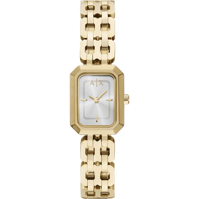 Armani Exchange Ladies' Rectangular Dial Gold Tone Stainless Steel Watch