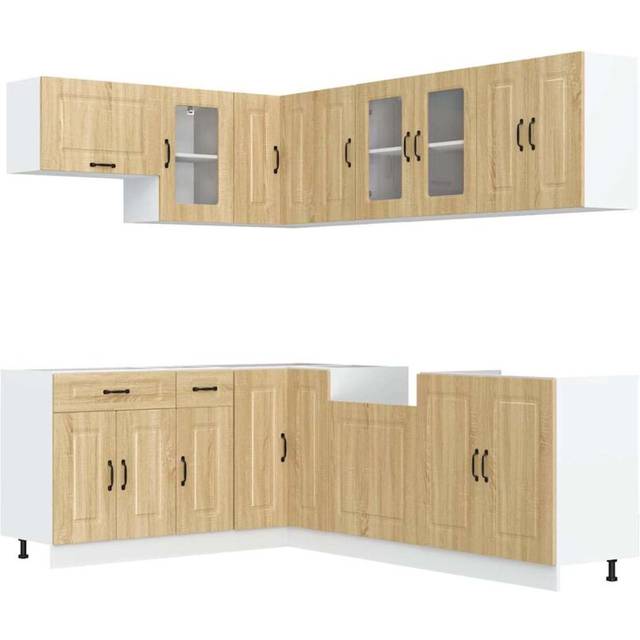 vidaXL 11 Piece Kitchen Cabinet Set Kalmar Sonoma Oak Engineered Wood - Brown