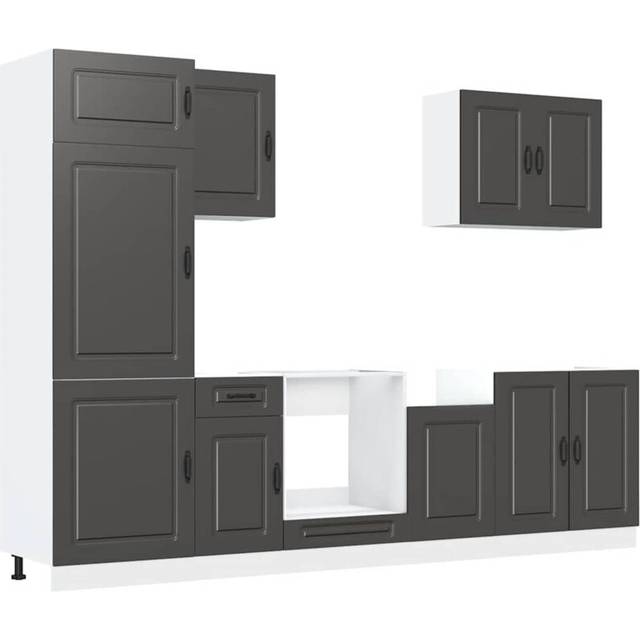 vidaXL 7 Piece Kitchen Cabinet Set Kalmar Black Engineered Wood