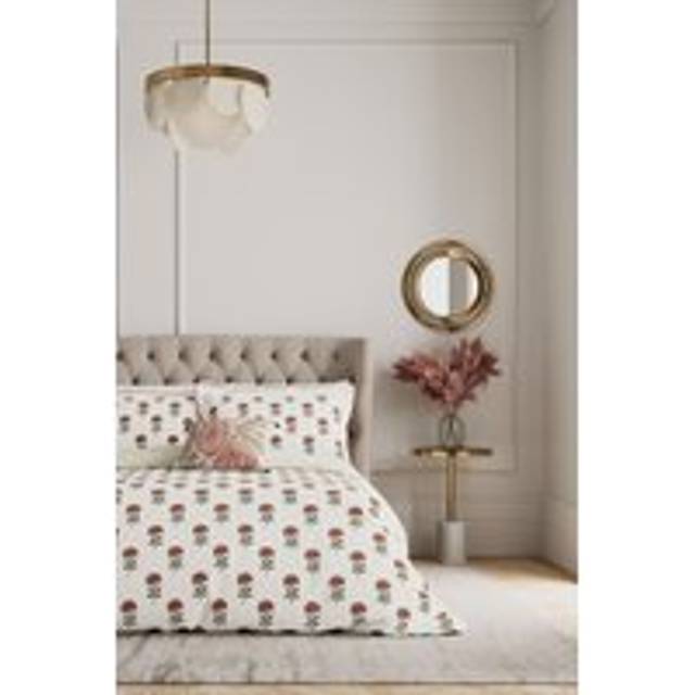 'Regal Marigold' Cotton Duvet Cover Set - Cream - Super King