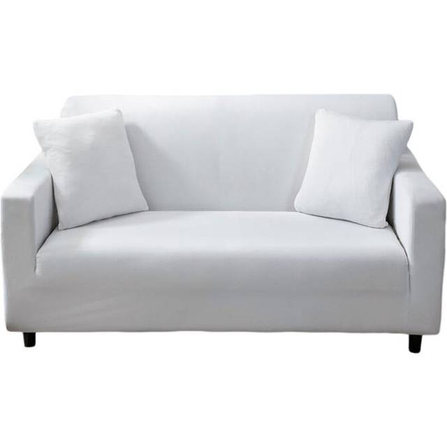 3 Seater Sofa Cover Plain White Elastic Stretchable Slipcover For Living Room Slipcovers