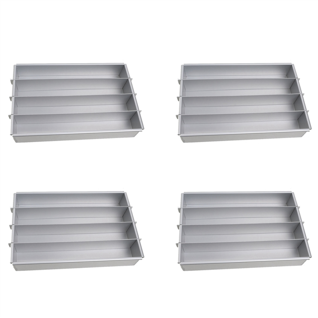 4X Battenberg Cake Pan, Commercial Weight Anodised Aluminium, Silver A