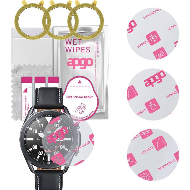 3x apgo Ultra-Clear Hybrid protective glass compatible with Samsung Galaxy Watch 3 45MM, flexible nano glass, great replacement for tempered glass, sc