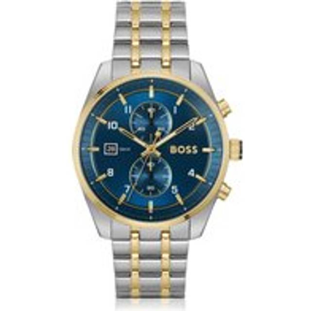 BOSS Mens Skytraveller Two-Tone Blue Chronograph Watch 1514247