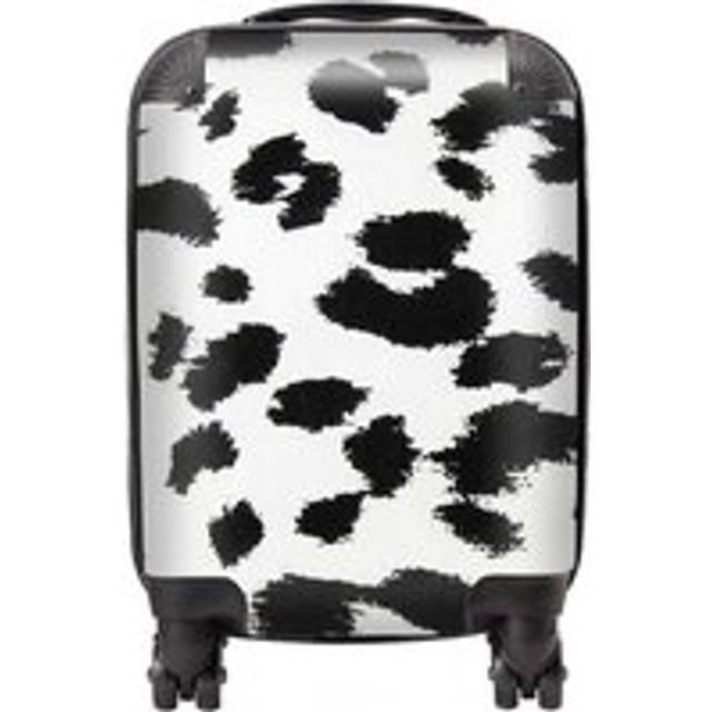 Warren Reed - Designer Black Leopard Print Suitcase Small, Multi