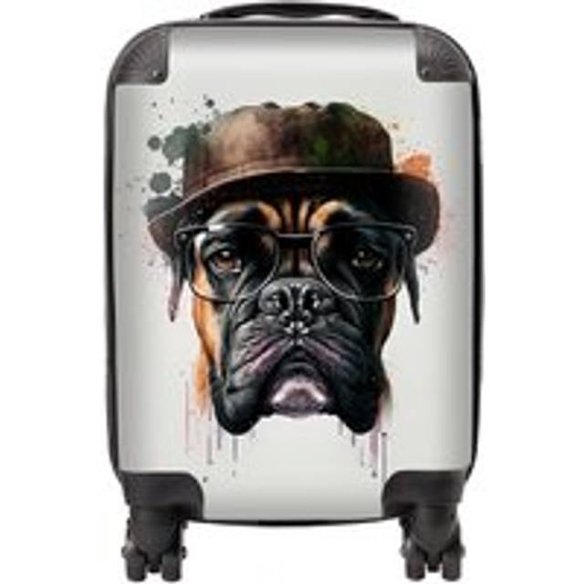 Warren Reed - Designer Boxer Dog With Glasses Splashart Suitcase Small, Multi
