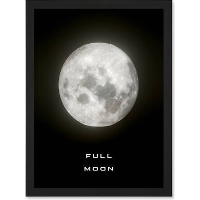 Phases of the Moon Astronomy Full Moon Lunar Space Poster Artwork Framed Wall Art Print A4 - Black - One Size