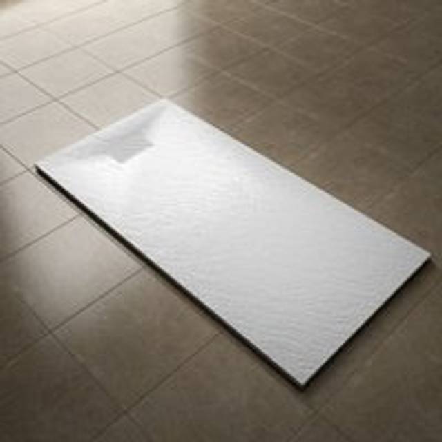 Elegant - 1600x800mm Slip-Resistance Shower Tray White Slate Effect Square Shower Enclosure Base with Waste Trap and Stainless Steel Drain Cover a