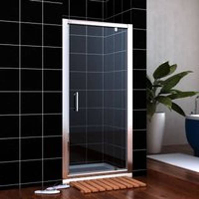 800mm Pivot Hinge Shower Door with 800x1000mm Rectangular smc Tray and Waste Trap - Elegant