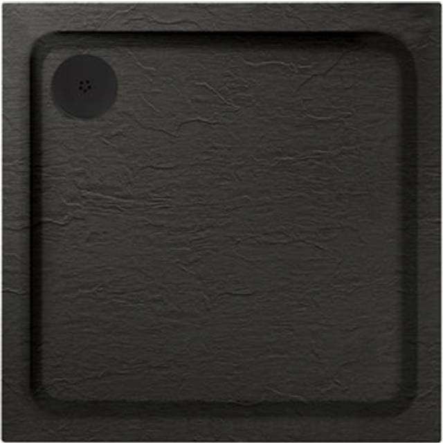 Aquadart Luxury Black Slate Effect Shower Tray - Black Waste - Square - 900 X 900mm - One Size