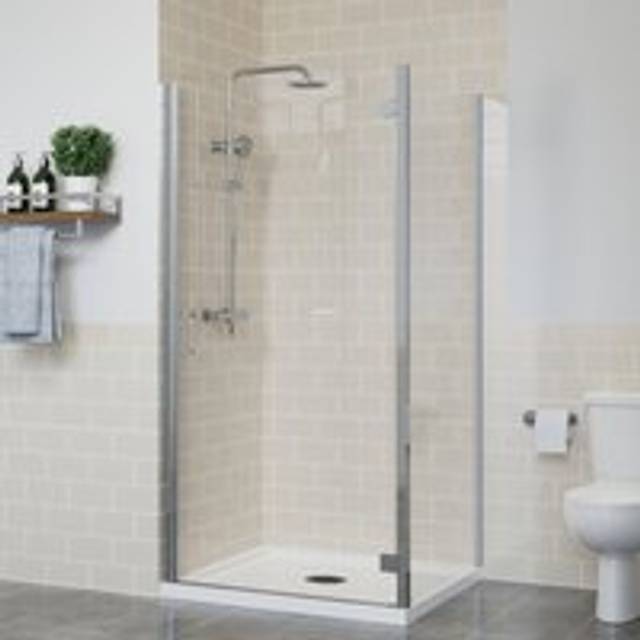 Frameless Hinged Shower Door Enclosure Glass Screen Walk In Cubicle with Side Panel Chrome 1000x800mm